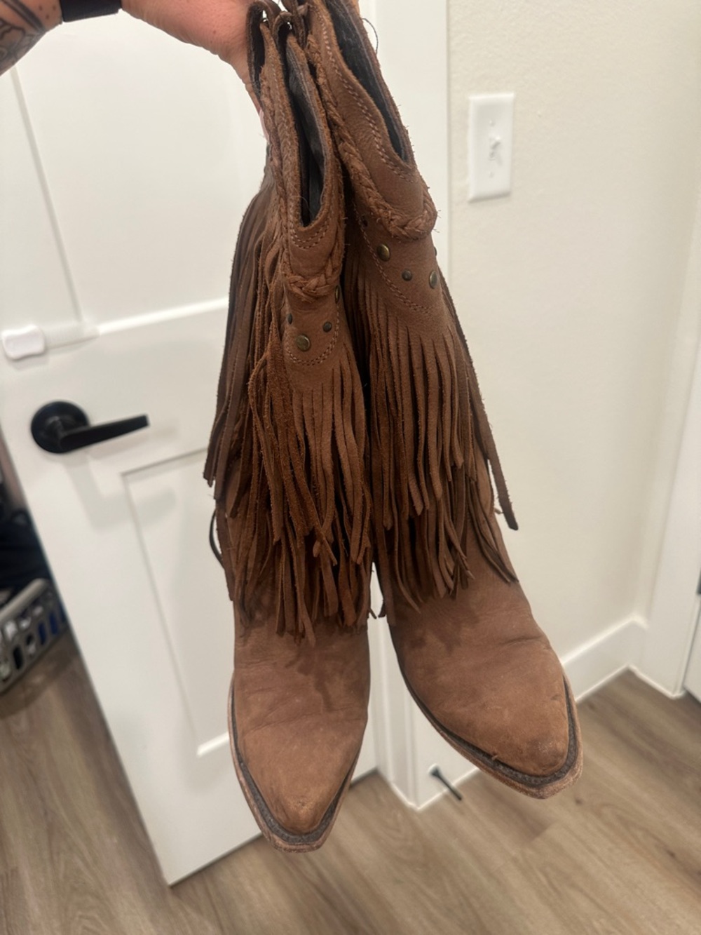 Liberty Black Brown Fringe Western Cowgirl Boots - Picture 3 of 4
